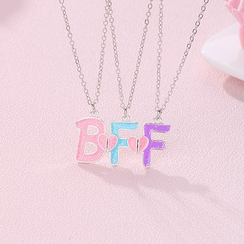 Best Friend Necklace Friendship Necklace Gifts Magnetic Matching BFF Necklace for 3 Girls2