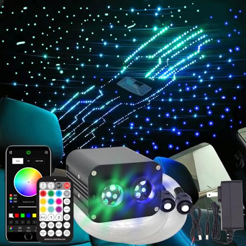 Image of Dual Color Twinkle Starlight Headliner Kit 800 Piece Starry Night Star Lights Ceiling 2 Color RGBW Bluetooth App Control Music Mode Fiber Optic Lights for Car Home Improvement 13.1ft /4m