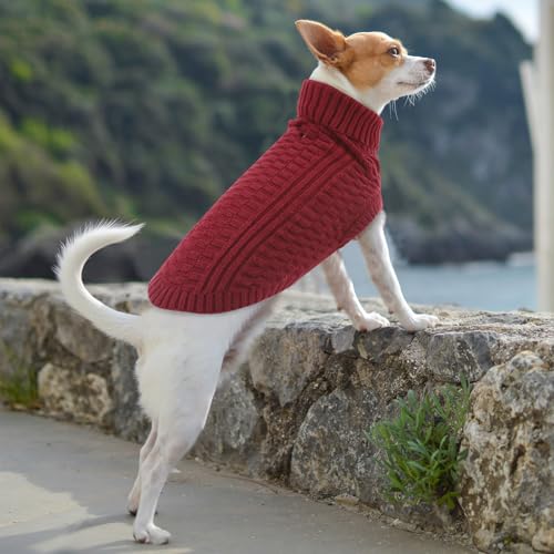 CITÉTOILE Hundepullover – Warme, Ärmellose Strickjacke mit Rollkragen für Kleine & Mittelgroße Hunde | Weiches Fleece, Bequem & Atmungsaktiv | Ideal bei Kälte | Rot, M
