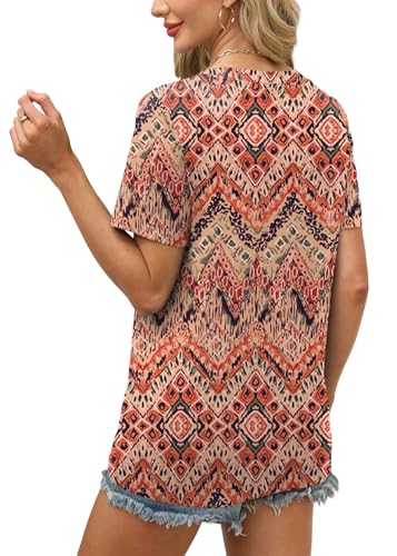 Image of WEESO Womens Tops Summer Short Sleeve V Neck Blouses Business Casual Loose Fit Tshirts Trendy Fashion Outfits