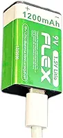 Bateria 9v Recarregavel de Litio via Cabo USB-C com Led indicador de carga 1200mAh de Potência
