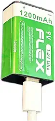 Bateria 9v Recarregavel de Litio via Cabo USB-C com Led indicador de carga 1200mAh de Potência