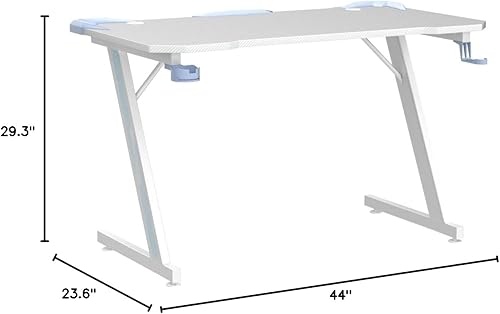 Miniatura 10 de Homall Escritorio para computadora de juegos con superficie de fibra de carbono, mesa de juegos en forma de Z, para PC, oficina en casa con soporte