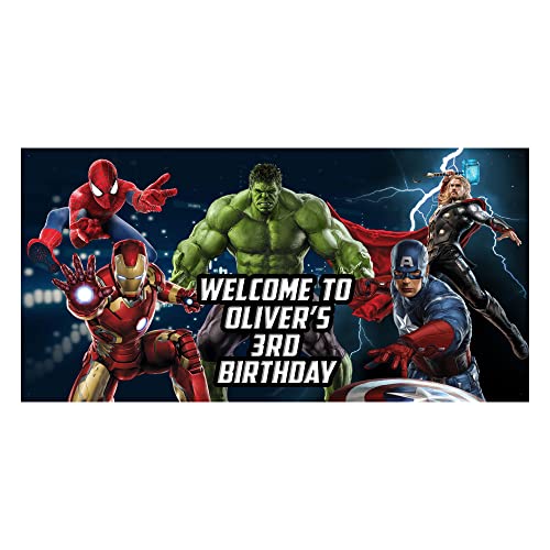 Personalized Birthday Banner For Superhero Theme Party 24"x48" or...