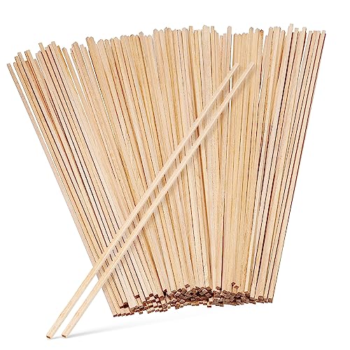 HAWILLOSCH 150pcs Unfinished Square Wood Dowels Wooden Craft Sticks for DIY Projects Arts and Crafts Supplies—Natural Hardwood 300x3x3mm Wood Strips for Hobbyists and Model Makers