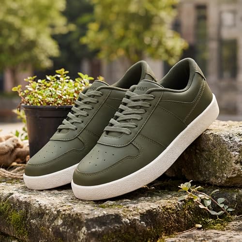 Image of Neeman's Men's Mono Court Sneakers | Lightweight Synthetic Casual Shoes with Cushioned EVA Sole | Flexible Walking & Everyday Comfort Sneakers