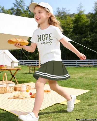 Image of Betusline Girls Skirt Set, Printed T-Shirt & Pleated Skirt, 4-14Y