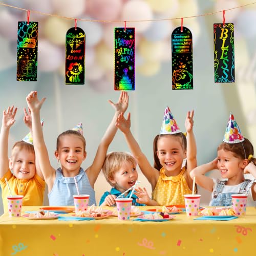 Image of ZMLM Rainbow Scratch Paper Art Bookmarks for Kids Party Favors Birthday | 36 Pack Classroom Gifts Bulk,Goodie Bag Stuffers,Magic Scratch DIY Bookmarks Making Kit,Art Crafts for Boys Girls Ages 4-12