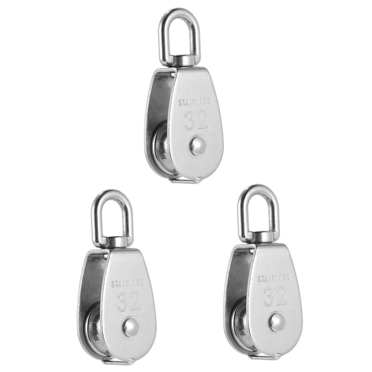 Baluue 3pcs Single pulley m32 heavy duty pulley single pulley block stainless steel stainless steel pulleys for lifting Wire Towing Pulley Durable Pulley cable steel wire fitness