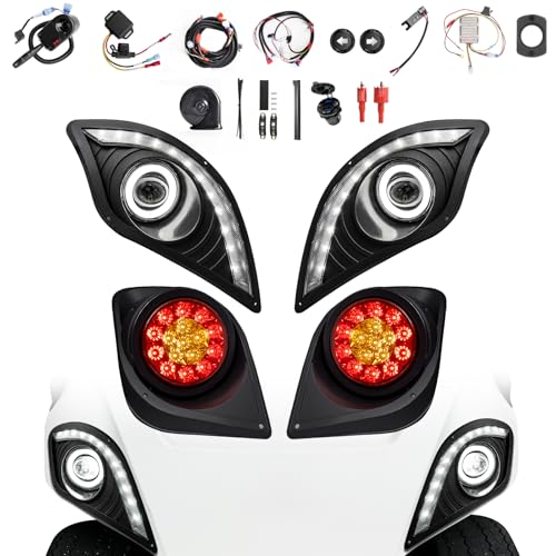 NOKINS Upgraded Golf Cart LED Headlight and Tail Light Kit for Yamaha Drive 2 Deluxe Plus Fits Yamaha Gas and Electric Models