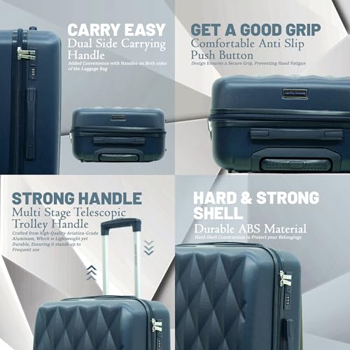 Image of AMERICAN TRAVELLER Diamon Trolley Bag | TSA-Type Lock | Durable ABS Hard Shell, TSA-Type Lock, 8 Dual Spinner Wheels, Telescopic Handle