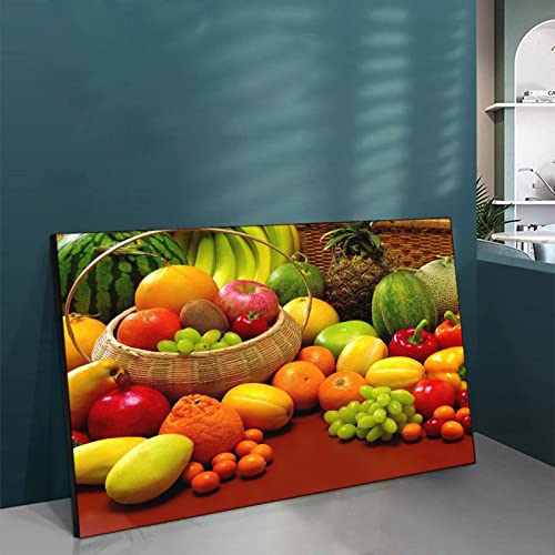 Canvas Painting Green Fruits Lemon Wall Art Pictures Food Painting Kitchen Decor Canvas Painting Pos Canvas Painting Wall Art Poster For Bedroom Living Room Decor 24X32Inch(60X80Cm) Frame-Style-1 #TOP4