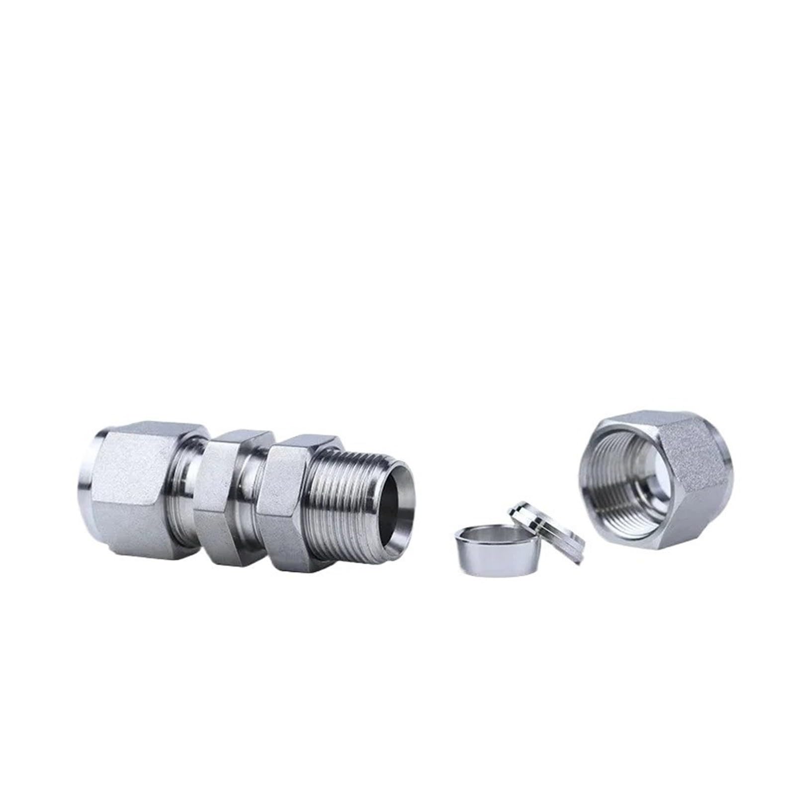 Conector Unión Compresión Acero 316L, Tipo Tuerca De Paso