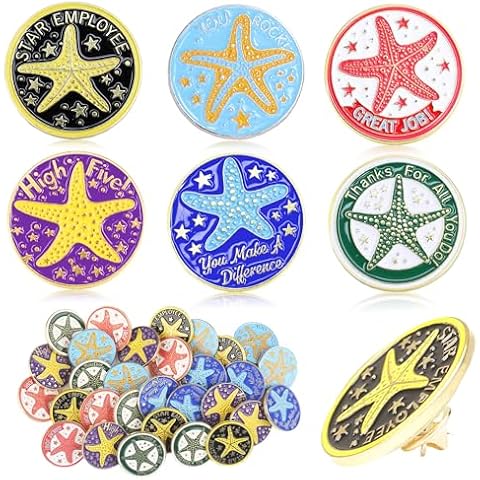 SINCCO 48 Pcs Outstanding Employee of The Month Lapel Pin Bulk Recognition Pins Star Employee Appreciation Enamel Pins for Team Achievement Gifts Cover