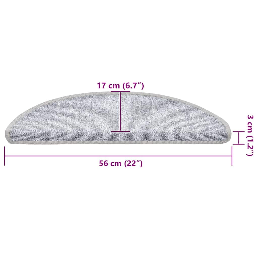 Maty na schody 20 sztuk 56x17x3 cm jasnoszare półokrągłe