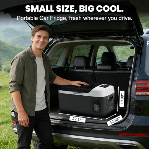Image of OLIXIS Portable Car Refrigerator, 17QT Single-Zone Electric Cooler for Vehicles, -4℉-68℉ Freezer Smart Control via Bluetooth with Car Battery Protection, Child Lock, 12 /24V DC & 100-240V AC Powered