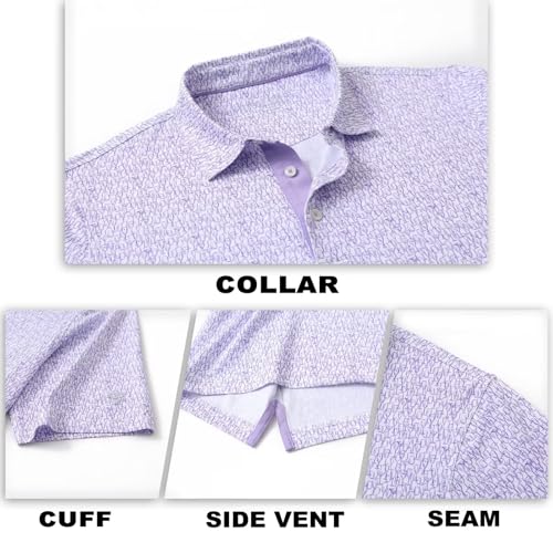 Image of M MAELREG Mens Golf Shirt Short Sleeve Dry Fit Print Moisture Wicking Performance Patterns Collared Polo Shirt