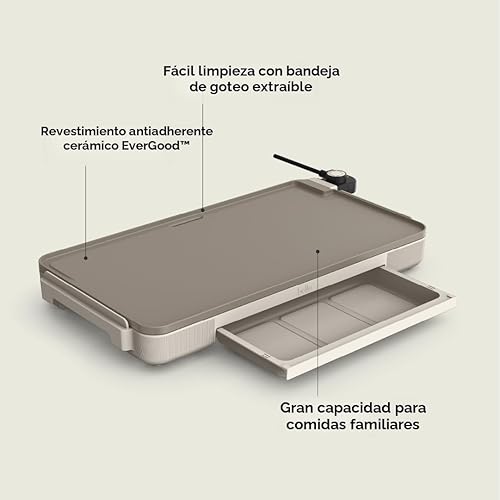 Miniatura 3 de bella Plancha eléctrica de 12 x 22 pulgadas con bandeja de calentamiento, revestimiento antiadherente de cerámica EverGood™ y sonda de temperatura