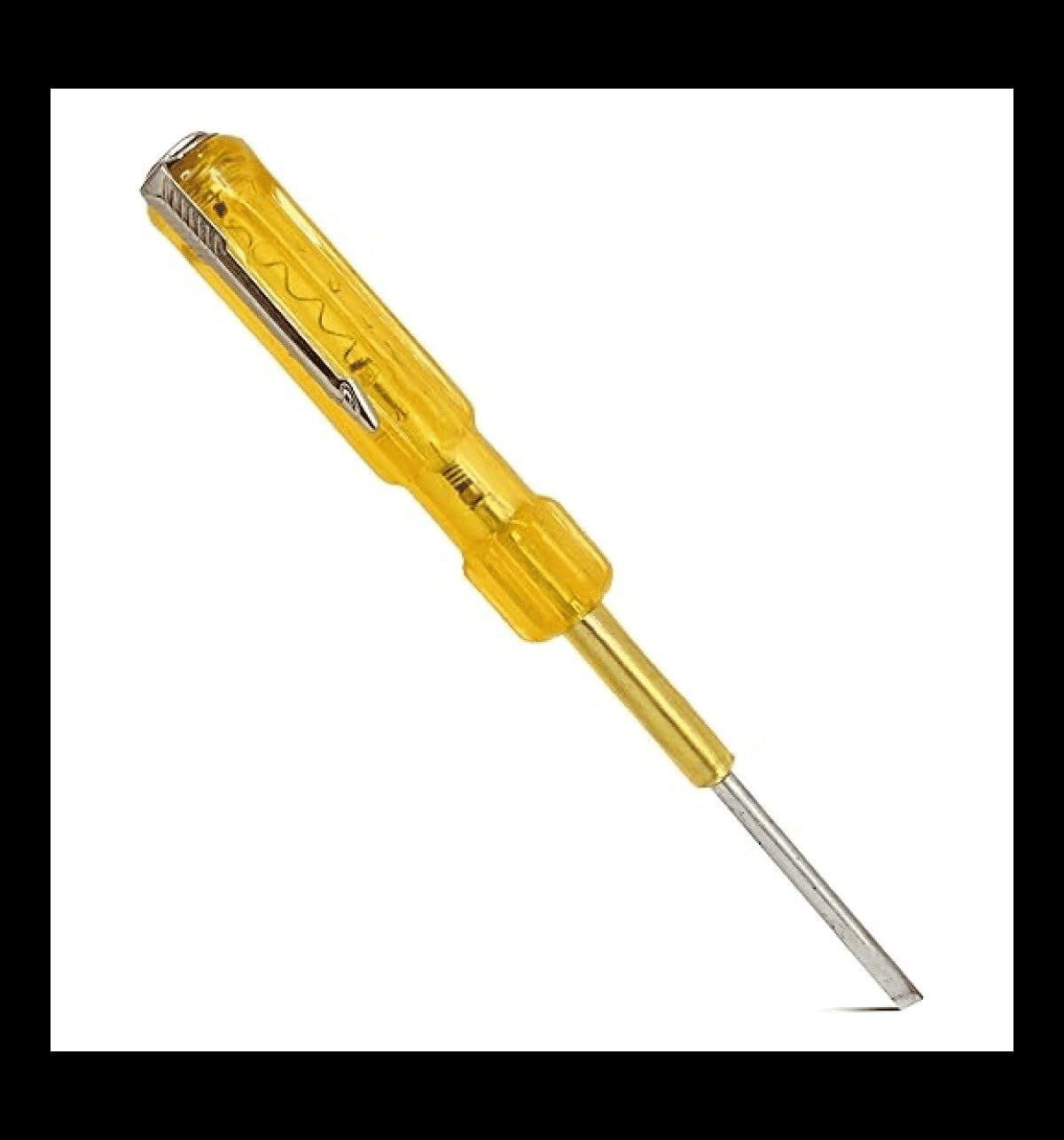 Professional Electrical Mains Voltage Tester Screwdriver – Insulated Handle, Neon Indicator Light for Home & DIY Circuit Testing (Yellow/Silver)