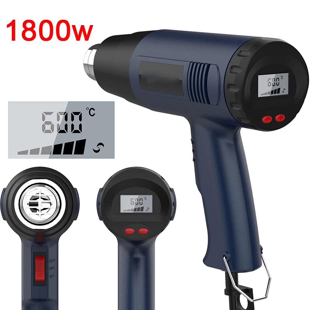Décapeur Thermique, Pistolet à Air Chaud 1800W Professionnel Pour Décaper la Peinture, Contrôle de Précision de la température, 7 buses pour enlever la peinture/plier les tuyaux/rétrécir PVC