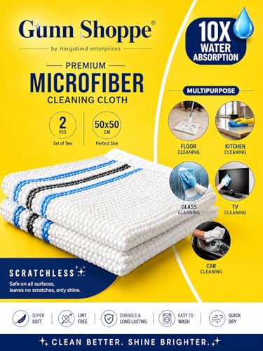 Image of Microfiber Floor Cleaning Cloth /Pocha /Wipes 51x51 cm - Multipurpose for Floor, Kitchen, Glass, Car & TV Cleaning 400 GSM, Non Stretchable, Soft & Super Absorbent, Resuable, Instant Dry (2)