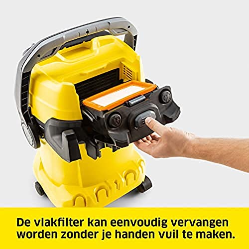 Image of Karcher Wet and Dry Vacuum Cleaner WD 5 P V-25 /5 /22, incl. Socket, Flat Filter, Patented Filter Box, Filter Cleaning Function, Non-woven Filter Bag, 1100 W, Plastic Tank: 25 l, Suction Hose: 2.2 m
