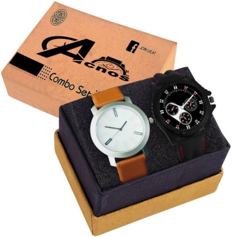Acnos® Premium White and Black Dial Analogue Leather Watches for Mens Pack of 2 (B07L34RCXG) Amazon Price History, Amazon Price Tracker