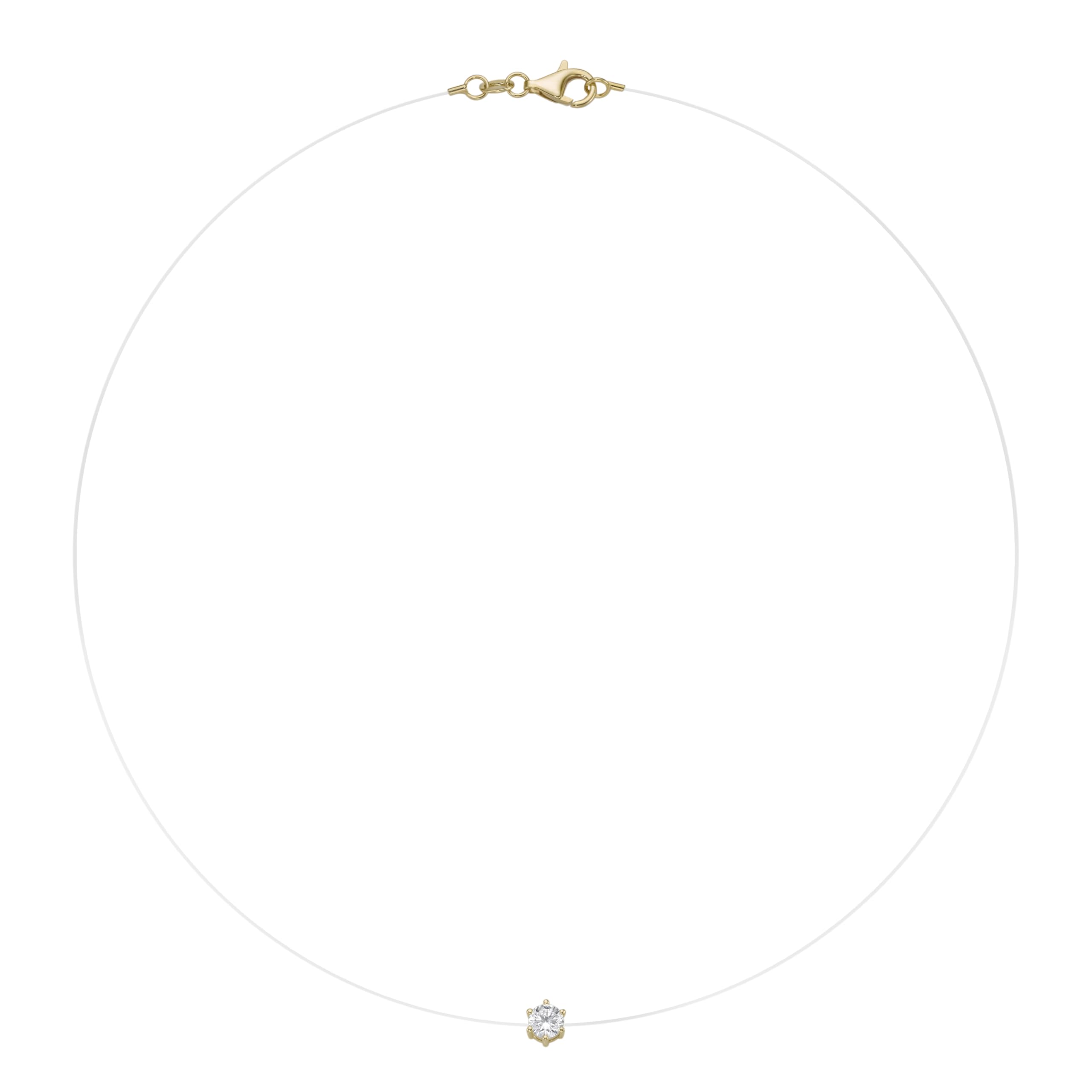 Collier schwebender Stein, Zirkonia, Silber 925
