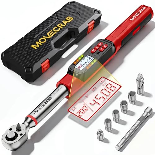 MOVECRAB 3/8 Digital Angle Torque Wrench 2-44 Ft.lb 2% Accuracy 8pcs