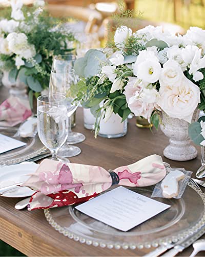 Floral Cloth Napkins Watercolor Rose Napkins Set Of 8, 20 X 20 Inch Soft Comfortable Reusable Paper Napkins Pink Red Floral Washable Dinner Napkins For Family Wedding Parties Banquet Holiday Dinner #TOP1