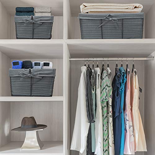 Sorbus Premium Basket Set With Cotton Fabric Liner - Multipurpose Versatile Stackable Baskets For Organizing - Rustic Farmhouse Open Home Storage Bins & Decorative Baskets For Shelves - 5 Pack | Gray #TOP4
