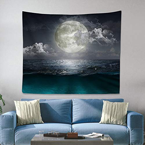 Dorasu タペストリー 壁掛け おしゃれ 大判 夜景 海 星空 満月の夜空 月 北欧 ファブリック装飾用品 装飾壁掛け 多機能壁掛け インテリア 寝室 カーテン 部屋 個性ギフト 新築祝い