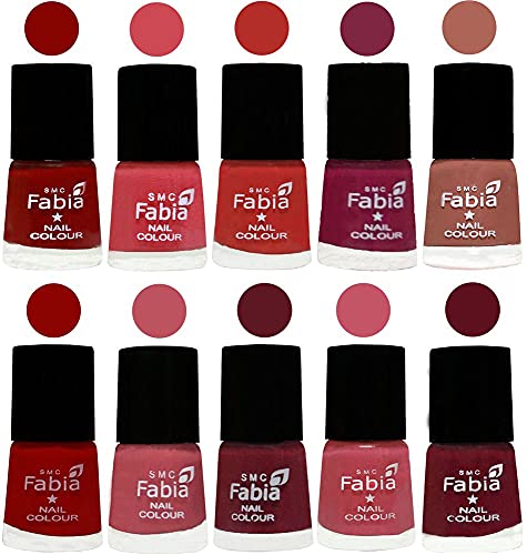 Image of SMC Fabia ALL IN ONE (PACK OF 10), Long Lasting Glossy Nail Polish, 6 ml Each, All Vibrant Colours,02350