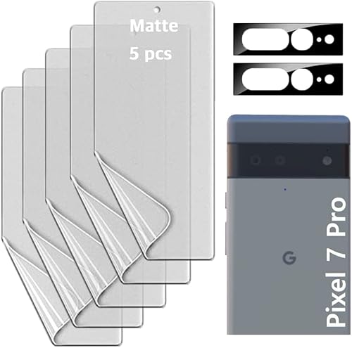 1 juego de 5 unidades 3 películas de TPU mate 2 protectores de lente compatible con Pixel 7 Pro 5G 2022 fácil de instalar protector de pantalla de
