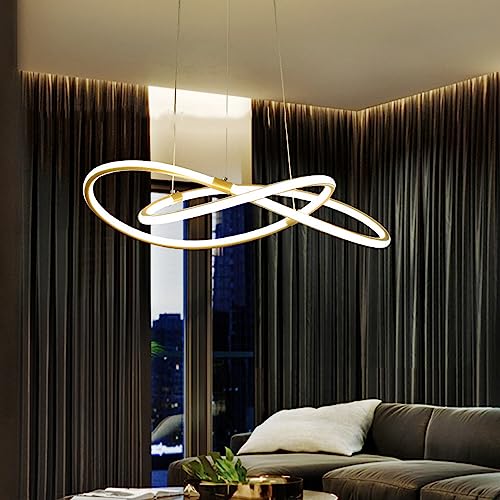 Chandelier LED 60 cm suspension dorée style mid-century
