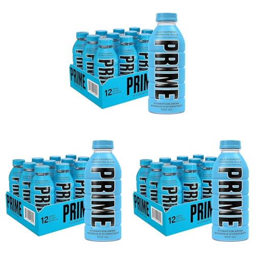 Image of Prime Blue Raspberry Hydration Drink, 16.9 fl oz ℮ 500 ml, 36 Pack