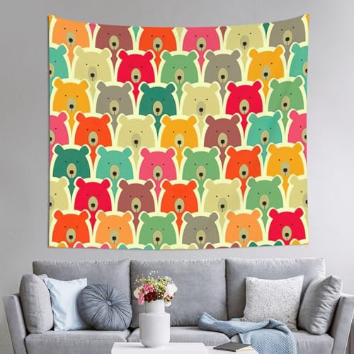 Tapisserie murale ours colorés EdWal 152x130 cm pour décoration de salon et de chambre