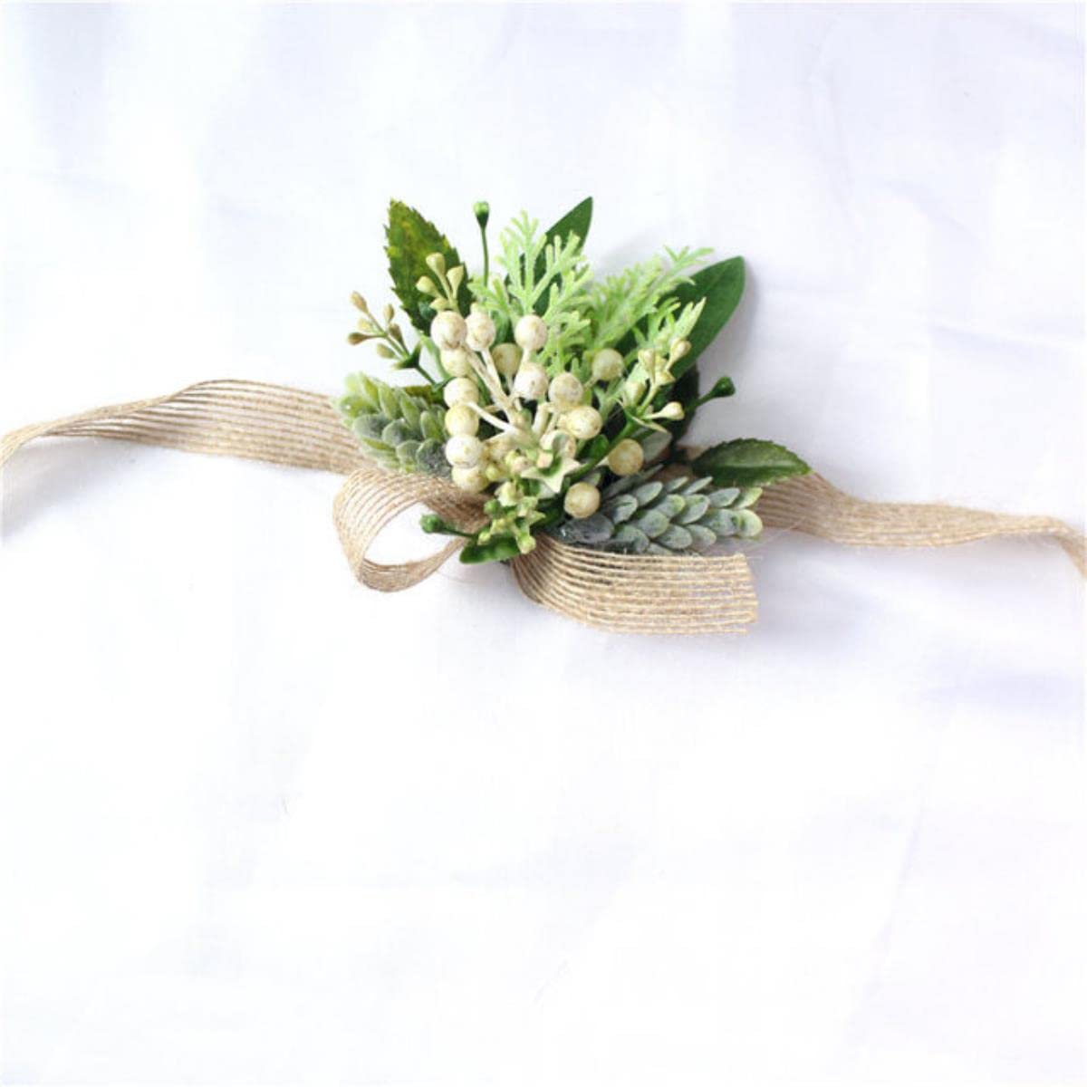 EEfpxwtz Prom corsage wrist flower， Artifici Plastic Succulent Wrist Corsage Boutonniere Brid Brooch Multicolor(D Wrist)