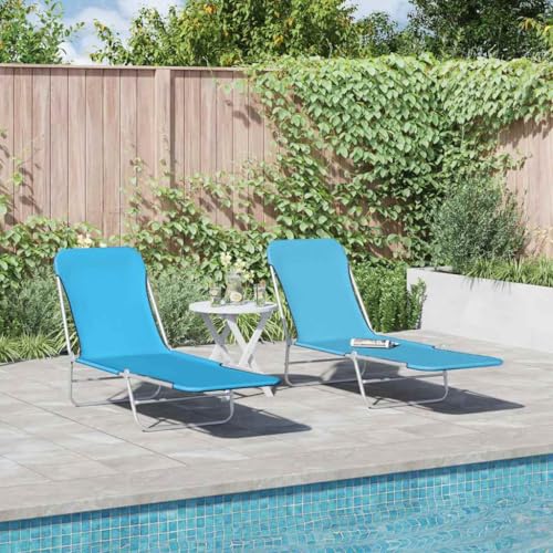 Chaise longue de camping pliable et réglable Lot de 2 transats dossier inclinable acier