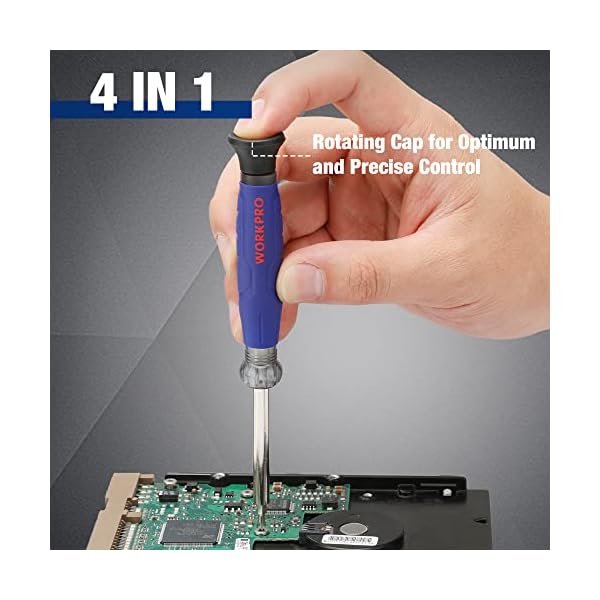 WORKPRO Multi Schraubendreher Set 2 tlg., 6-in-1 Umsteckschraubendreher und 4-in-1 Präzision Schraubenzieher mit Kreuz/Schlitz wechselbare Multibits für Heimwerker, Feinmechanik, DIY – Bild 8
