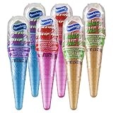 Ice Cream Cone Shaped Candy Dippers 6-Pack - Candy Pop with Flavored Candy Powder Cones in Assorted Colors (Kosher, NET WT 4 OZ)