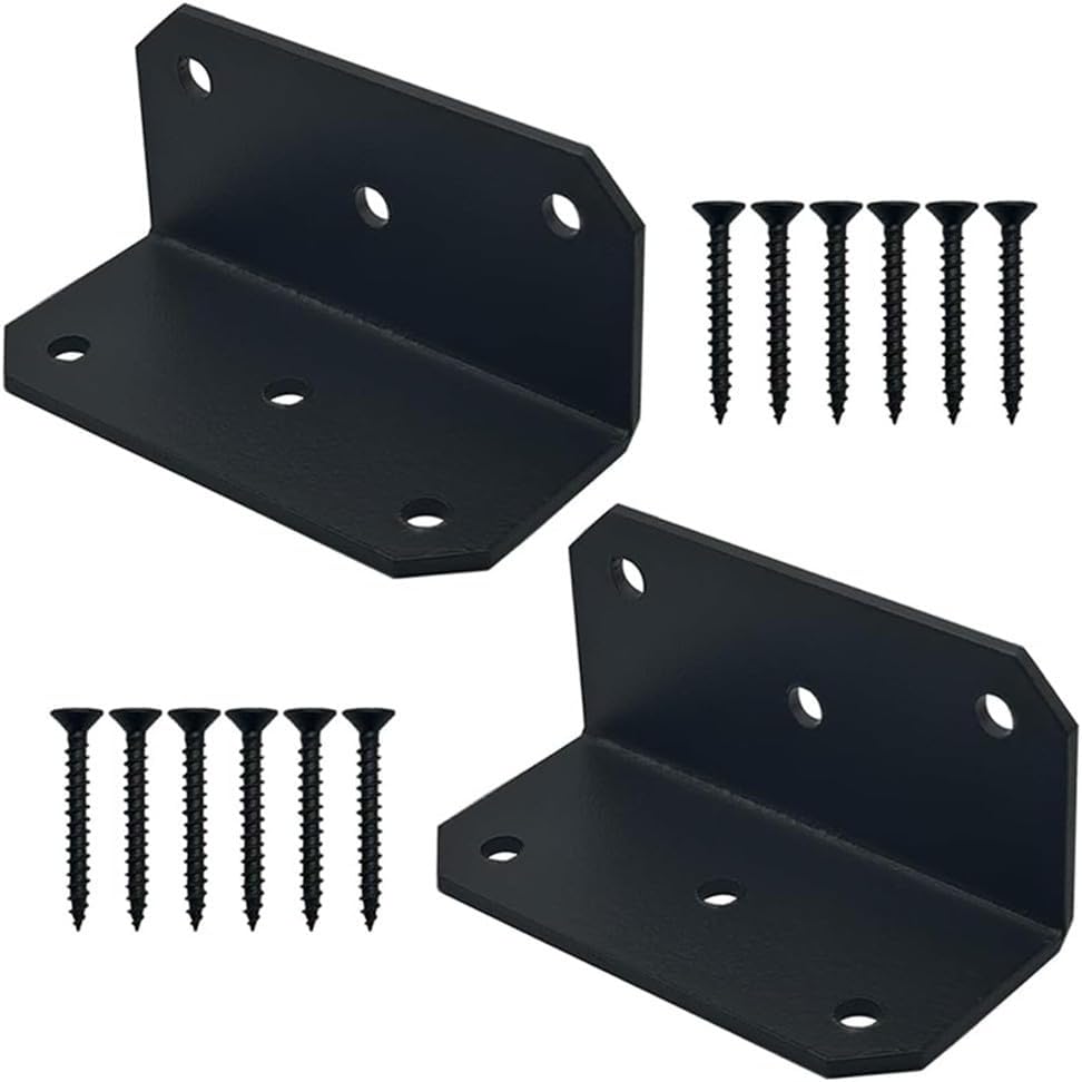 Black 90 Degree L Angle Brackets 100x100x50mm Heavy Duty Carbon Steel Corner Brackets With Holes For Wood Metal Furniture Support Shelf Joist Reinforcement(4 Sets)