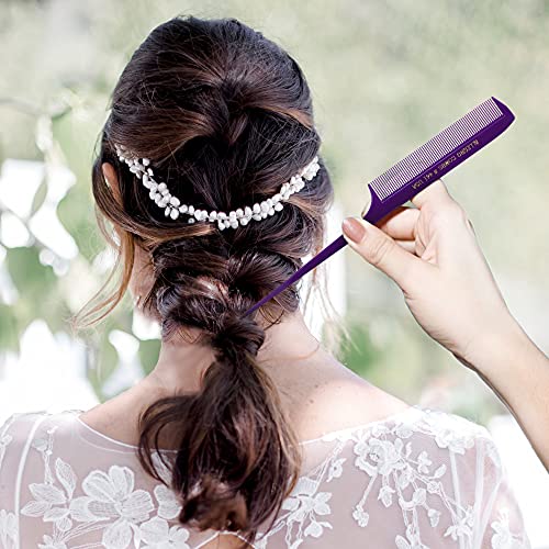 Allegro Combs 441. 8.5 In. Rat Tail Combs Pintail Braiding Or Parting Fine Teeth Rattail Hair Picks Combs Set For Hair Styling Usa. 6 Pc. (Purple) #TOP7