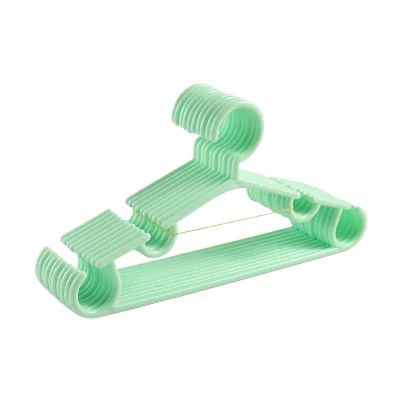 KFGISD, 10Pcs/Set Portable Clothes Hanger Coat Plastic Hangers Hook Household Clothing Organizer 27x14cm ，Hangers(Light Green)