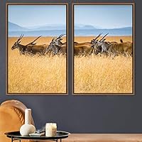 2 Piece Framed Canvas Wall Art Antelope Canvas Prints Home Artwork Decoration for Living Room,Bedroom - 16