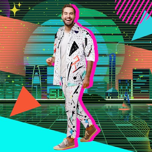 Image of Arssm Retro 80s 90s Outfit Sets for Men Vintage Jacket and Joggers Sweatpants 80s Tracksuit Streetwear