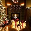 Set of 3 Christmas Lighted Gift Boxes, Pre-lit 60LED Light Up Present Boxes Ornament Outdoor, Boxes with Gold Snowflake, Battery Operated Christmas Decorations for Indoor Home, Party, Lawn Decor #5