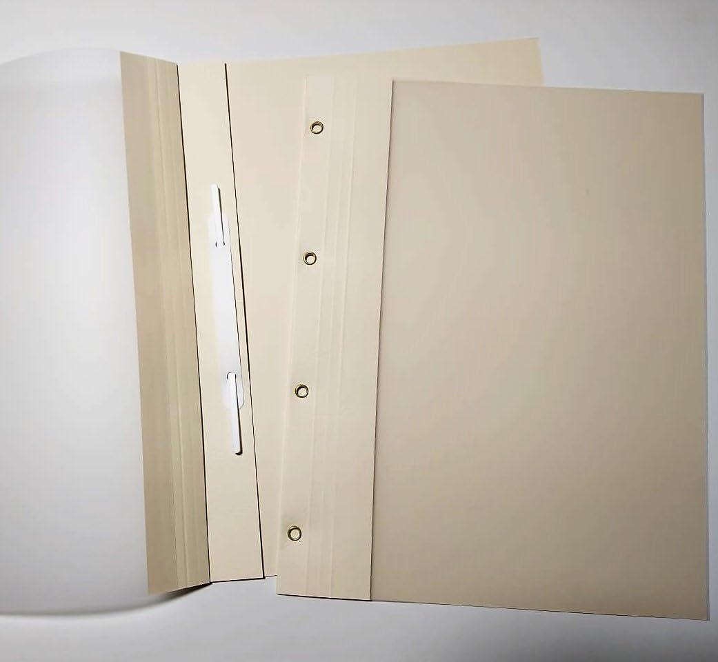 Präsentationsmappen DIN A4, 4-Loch-Abheftung, 100 Blatt Kapazität, Lederoptik, Creme, 100 Stück