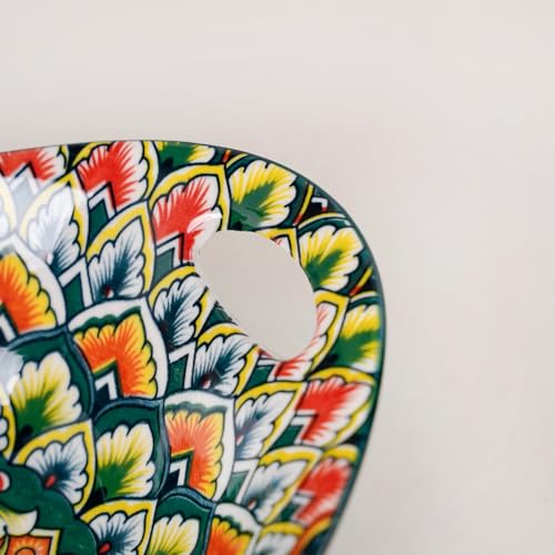 Image of Nestasia Mandala Ceramic Serving Bowl with Handles (400 ml) - Microwave & Dishwasher Safe Pasta Bowl | Floral Bowl with Glossy Finish - Ideal for Soup, Curries, Snacks, Salad & Noodles (Green)