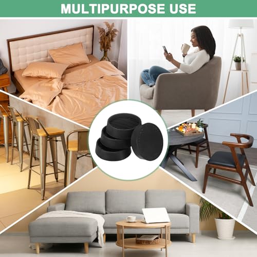 Image of M METERXITY 8-Pack Furniture Coasters Cups, 2 inch Round Rubber Anti Slide Floor Protector Pads for Sofa Chair /Piano Stopper, Furniture Caster Leg Non Slip Feet Cups [Black]